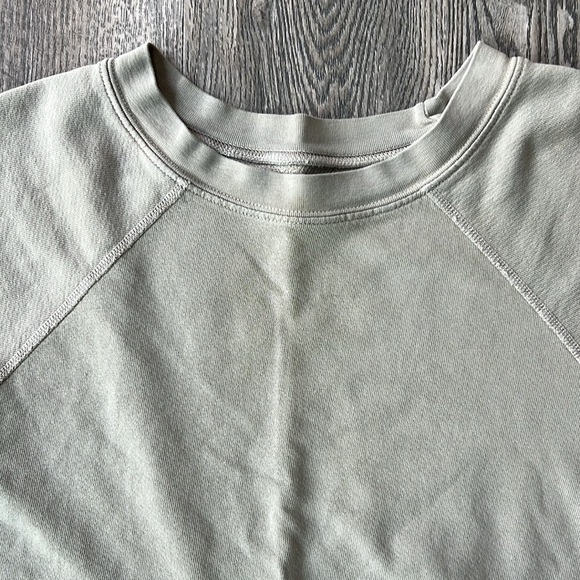 Mate the Label Sweater Green Gray Organic Fleece Raglan Sweatshirt Size Small - Picture 5 of 11